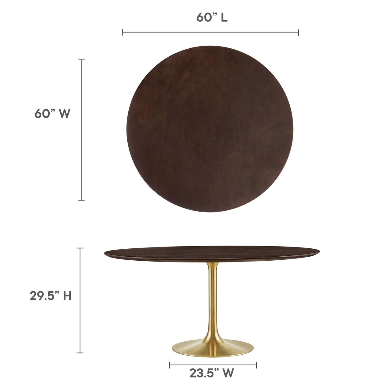 Ensemble Round Dining Table, XXL, Gold & Cherry Walnut
