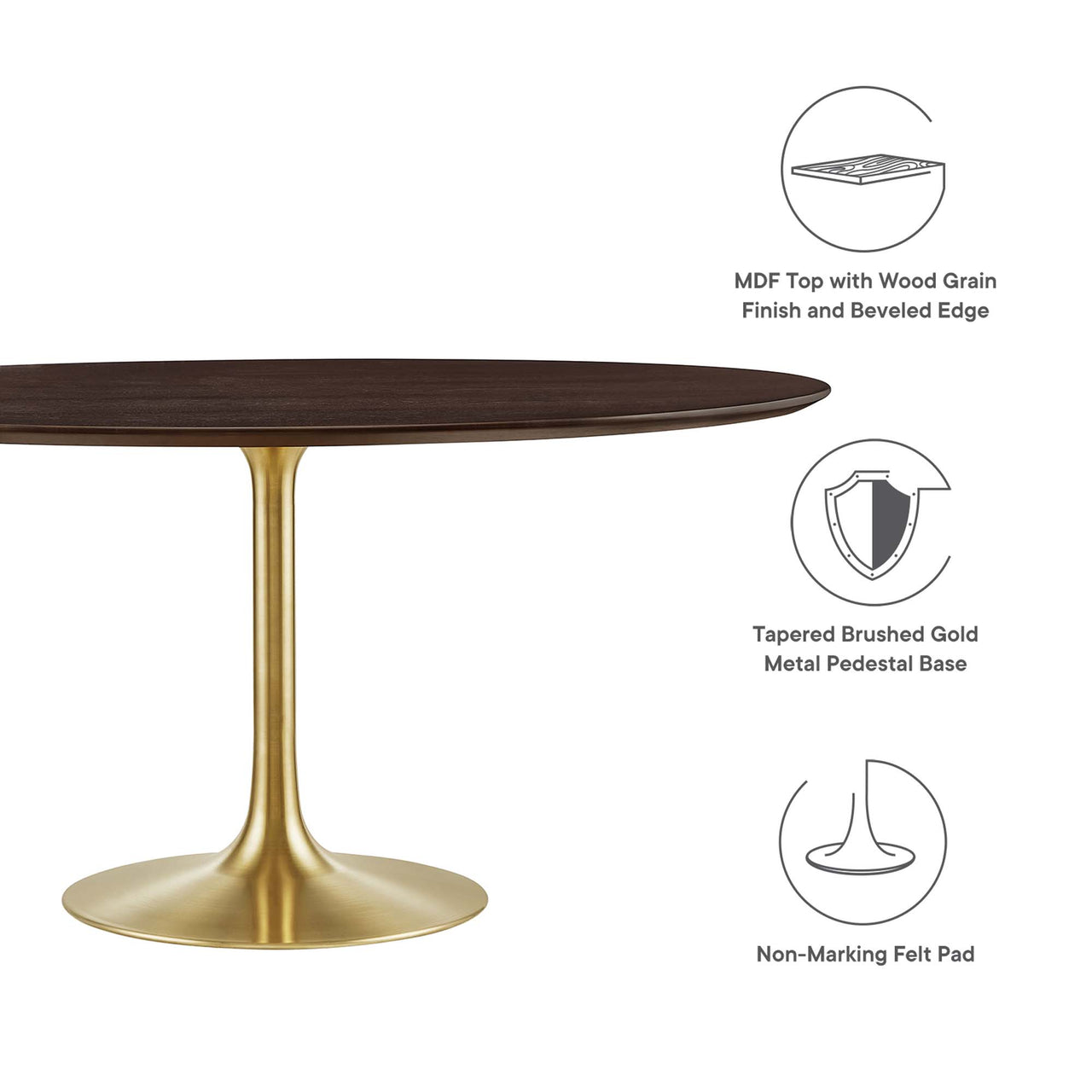 Ensemble Round Dining Table, XXL, Gold & Cherry Walnut