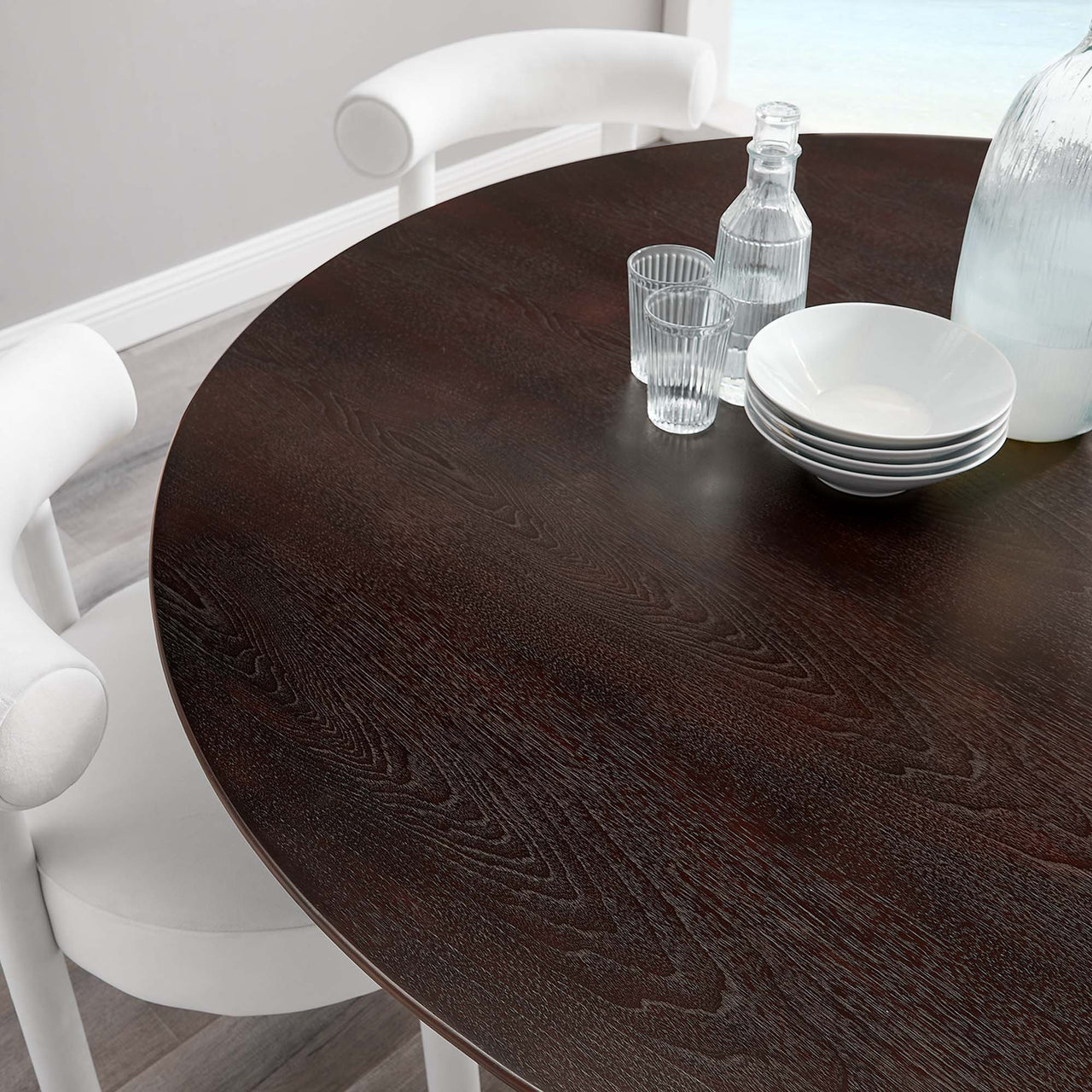 Ensemble Round Dining Table, XXL, Gold & Cherry Walnut