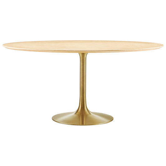 Ensemble Round Dining Table, XXL, Gold & Natural Wood