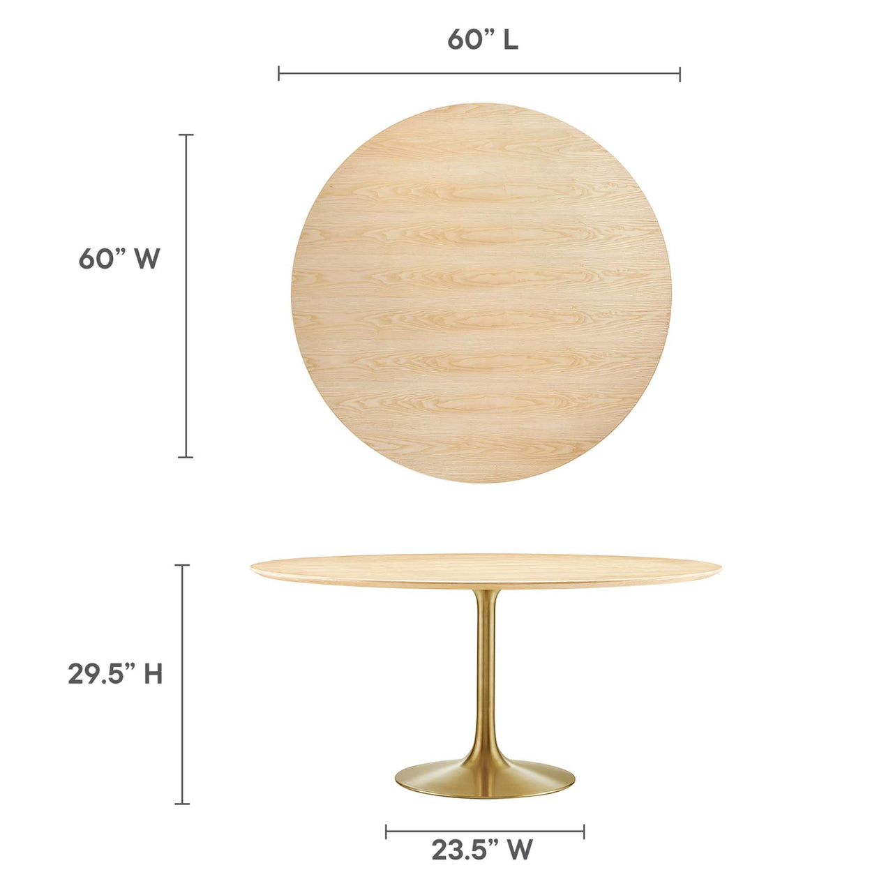 Ensemble Round Dining Table, XXL, Gold & Natural Wood