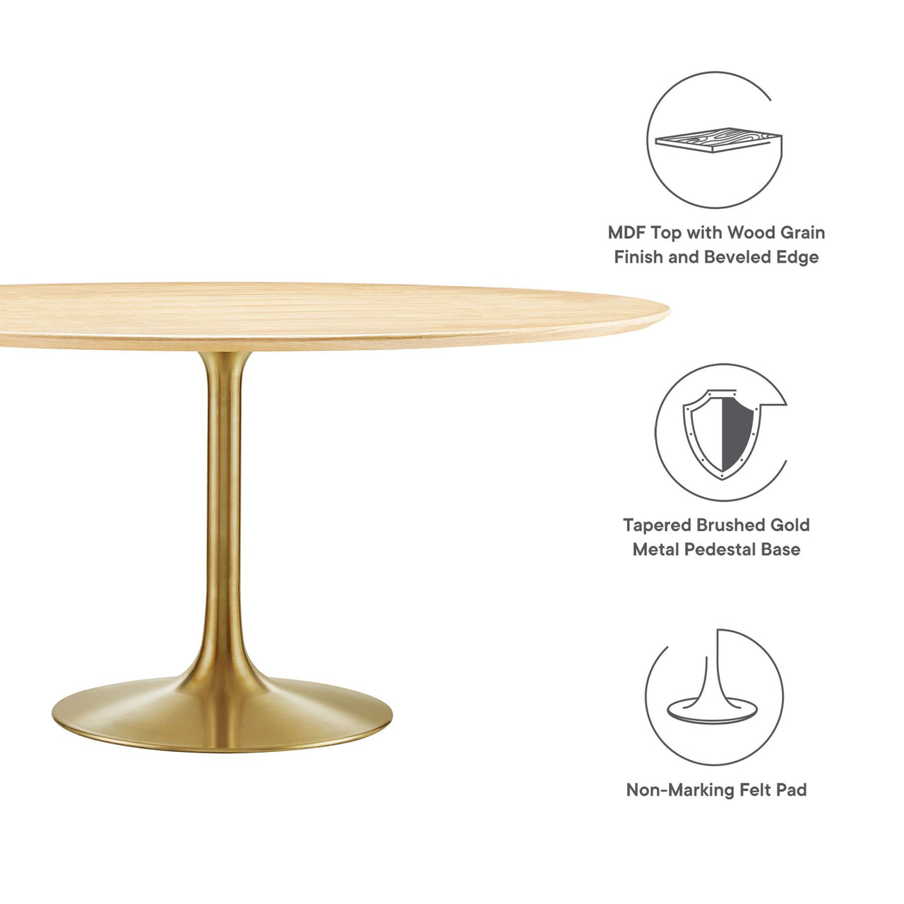 Ensemble Round Dining Table, XXL, Gold & Natural Wood