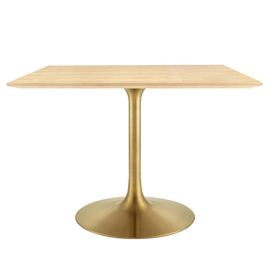 Ensemble Square Dining Table, Large, Gold & Natural Wood