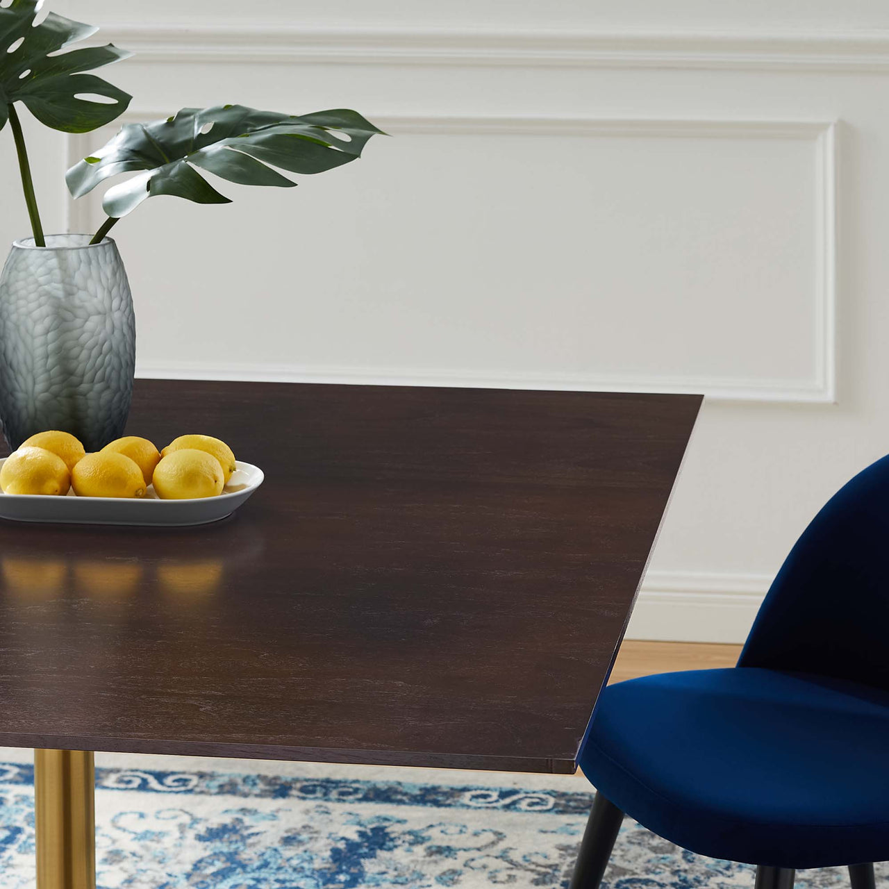 Ensemble Square Dining Table, Extra Large, Gold & Cherry Walnut