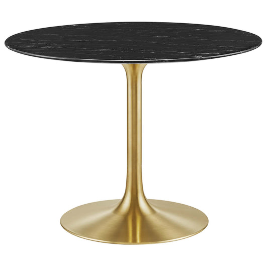 Ensemble Round Faux Marble Dining Table, Medium, Gold & Black