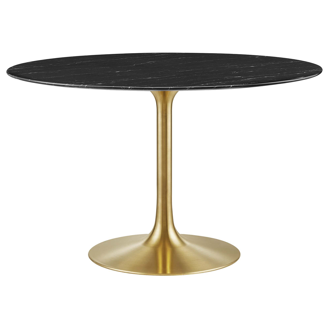 Ensemble Round Faux Marble Dining Table, Large, Gold & Black