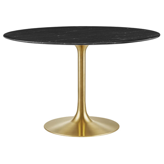 Ensemble Round Faux Marble Dining Table, Large, Gold & Black