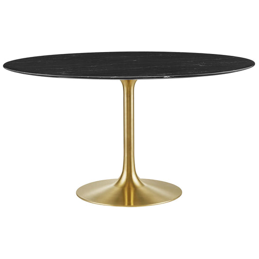 Ensemble Round Faux Marble Dining Table, Extra Large, Gold & Black