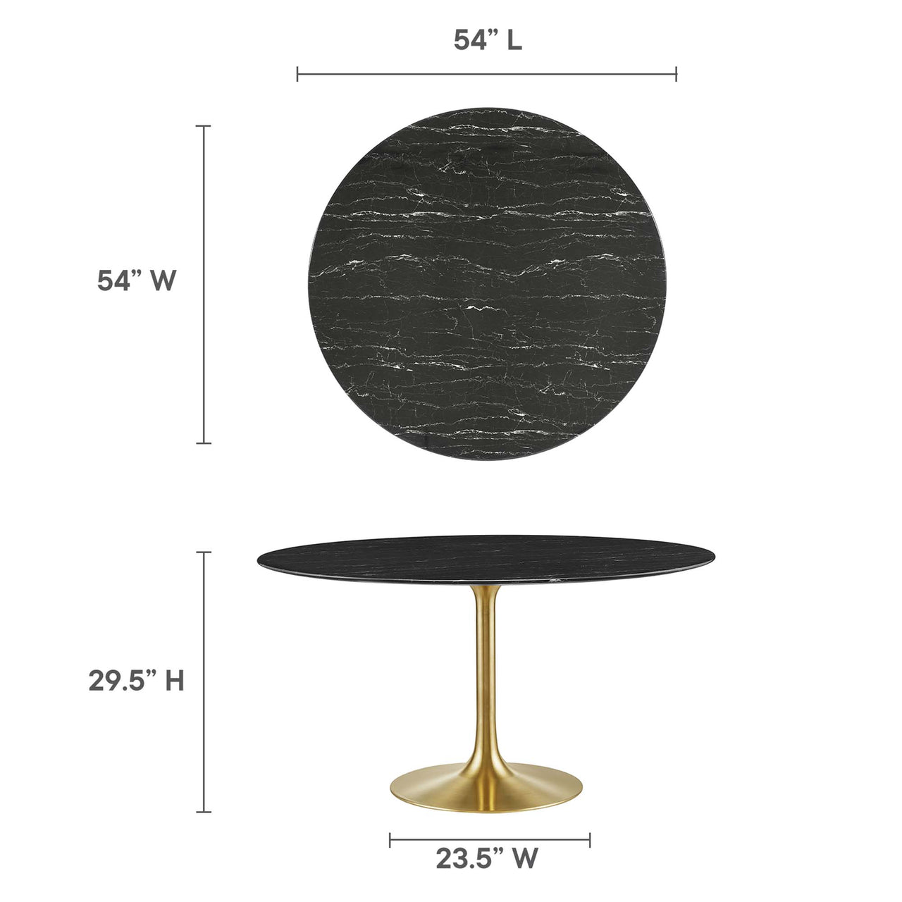 Ensemble Round Faux Marble Dining Table, Extra Large, Gold & Black