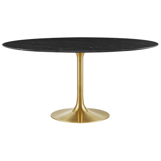 Ensemble Round Faux Marble Dining Table, XXL, Gold & Black