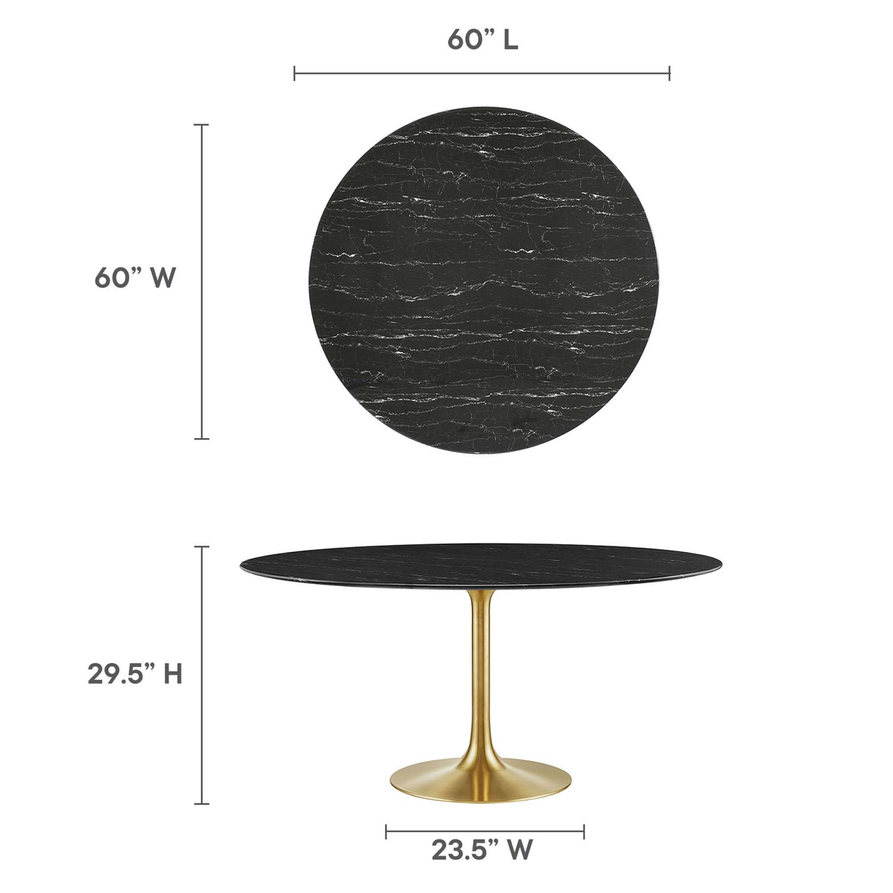 Ensemble Round Faux Marble Dining Table, XXL, Gold & Black