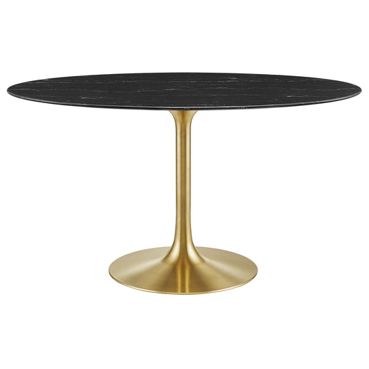 Ensemble Oval Faux Marble Dining Table, Medium, Gold & Black