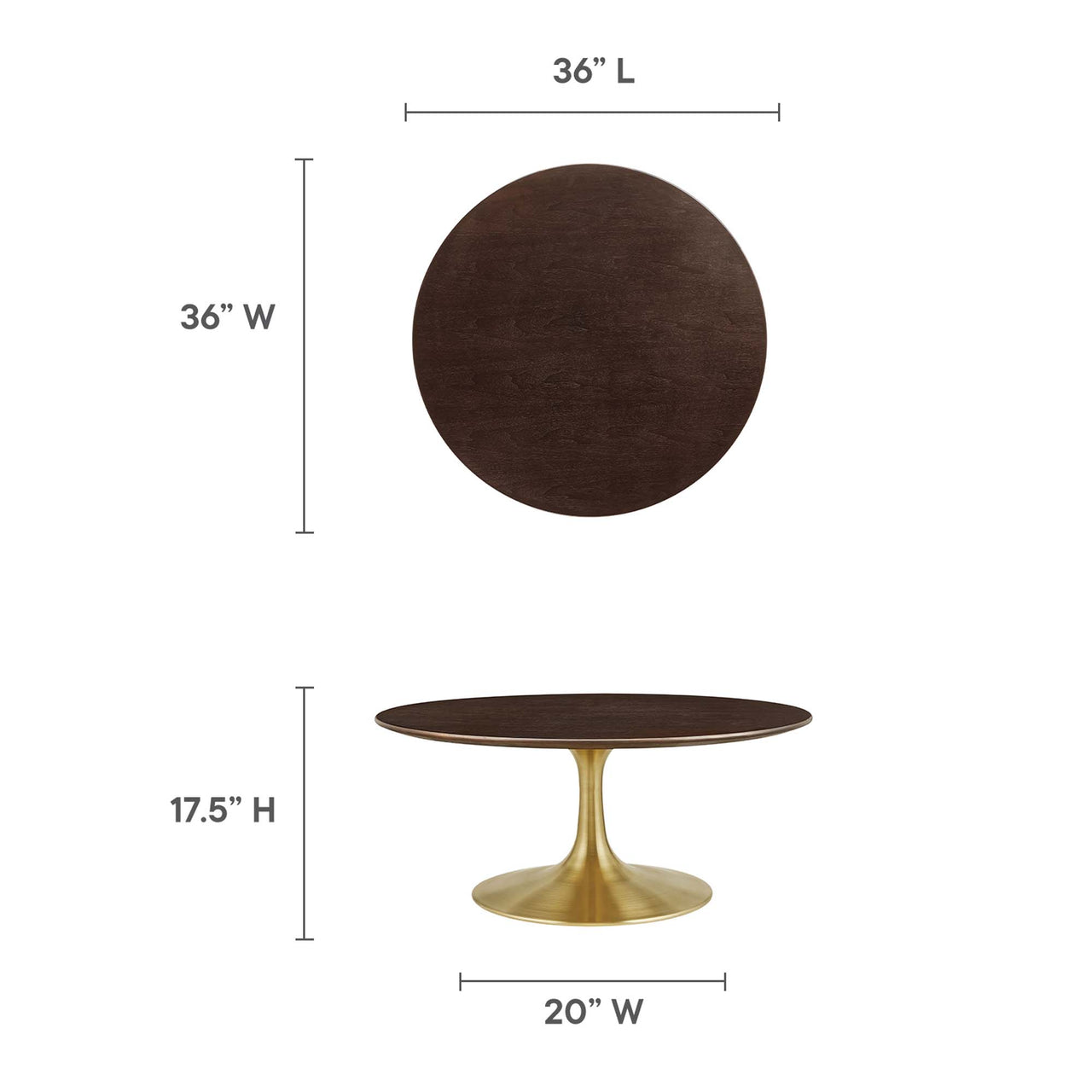 Ensemble Round Coffee Table, Medium, Gold & Cherry Walnut