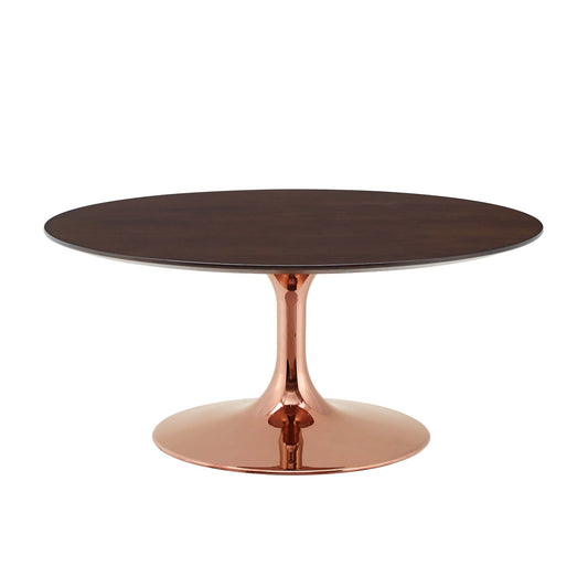 Lippa 36" Round Wood Coffee Table, Rose & Cherry Walnut