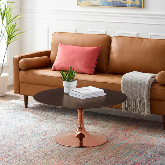 Ensemble Round Coffee Table, Medium, Rose Gold & Cherry Walnut