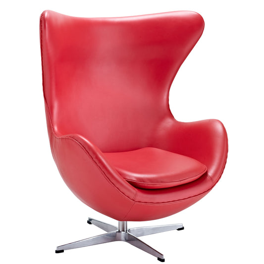 Luvar Full-Grain Italian Leather Lounge Chair, Red