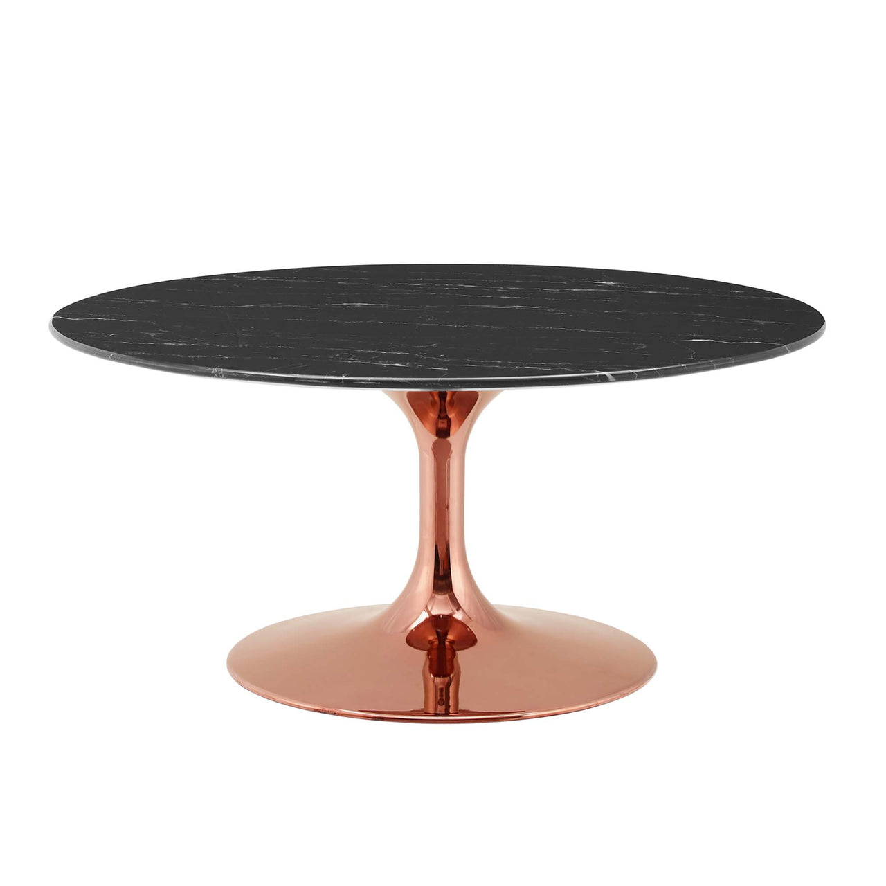 Ensemble Round Faux Marble Coffee Table, Medium, Rose Gold & Black