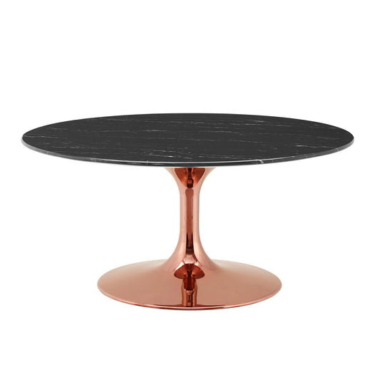 Lippa 36" Faux Marble Coffee Table, Rose & Black