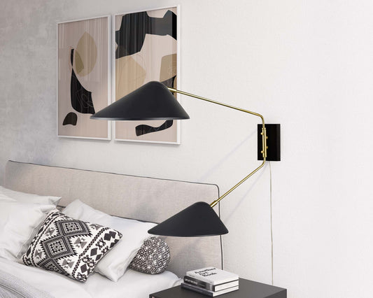 Voyager Double Swing Arm Wall Sconce, Black
