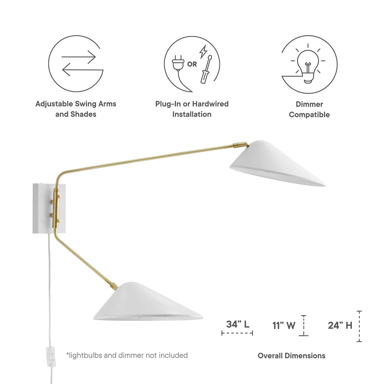 Voyager Double Swing Arm Wall Sconce, White
