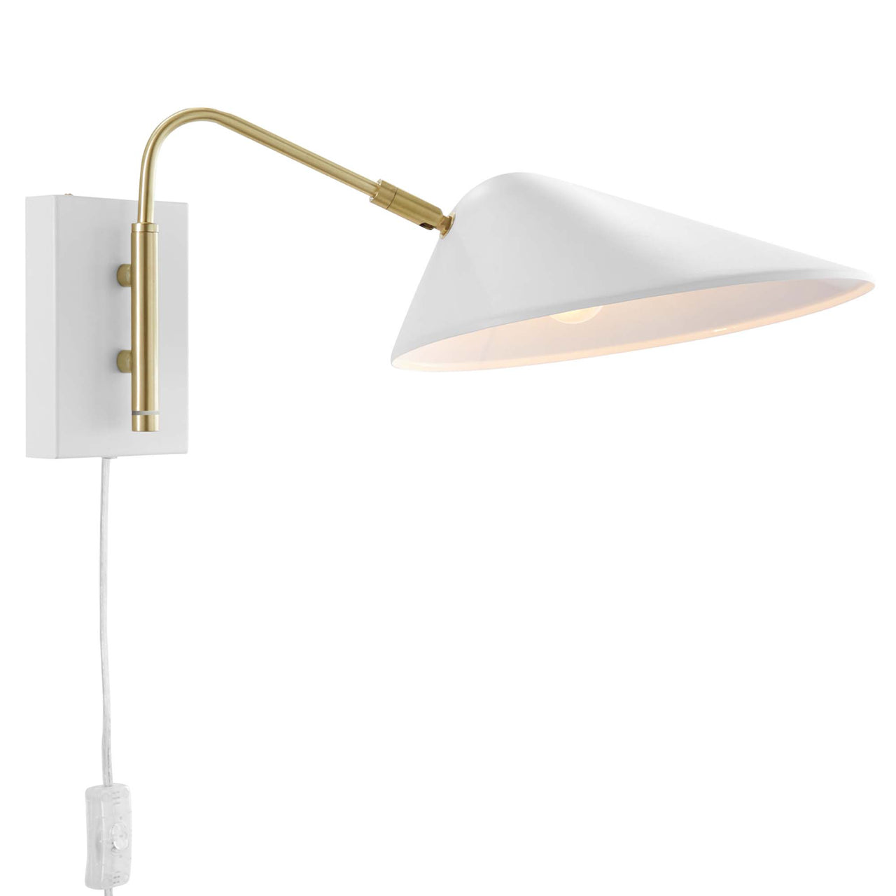 Voyager Swing Arm Wall Sconce, Small, White