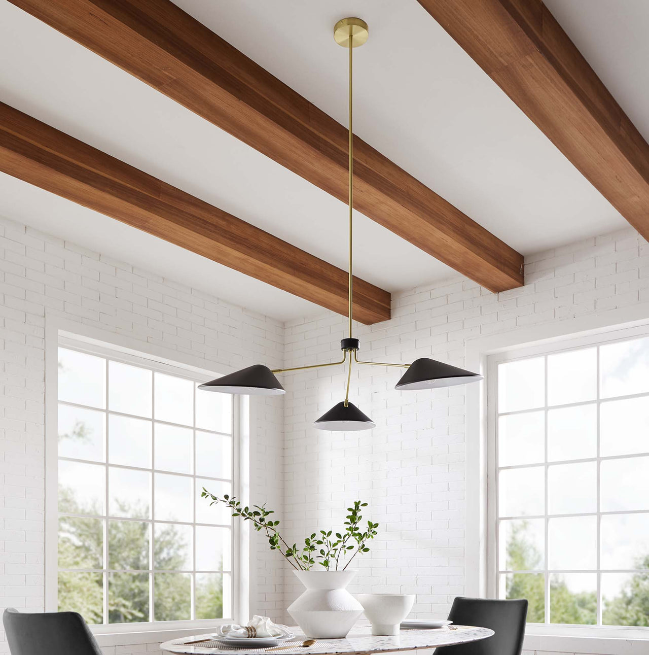 Voyager Triple Arm Pendant, Large, Black