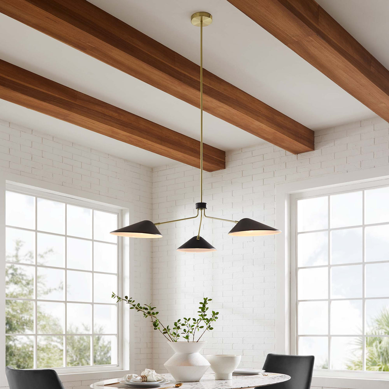 Voyager Triple Arm Pendant, Large, Black