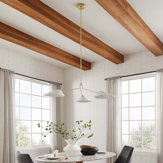 Voyager Triple Arm Pendant, Large, White