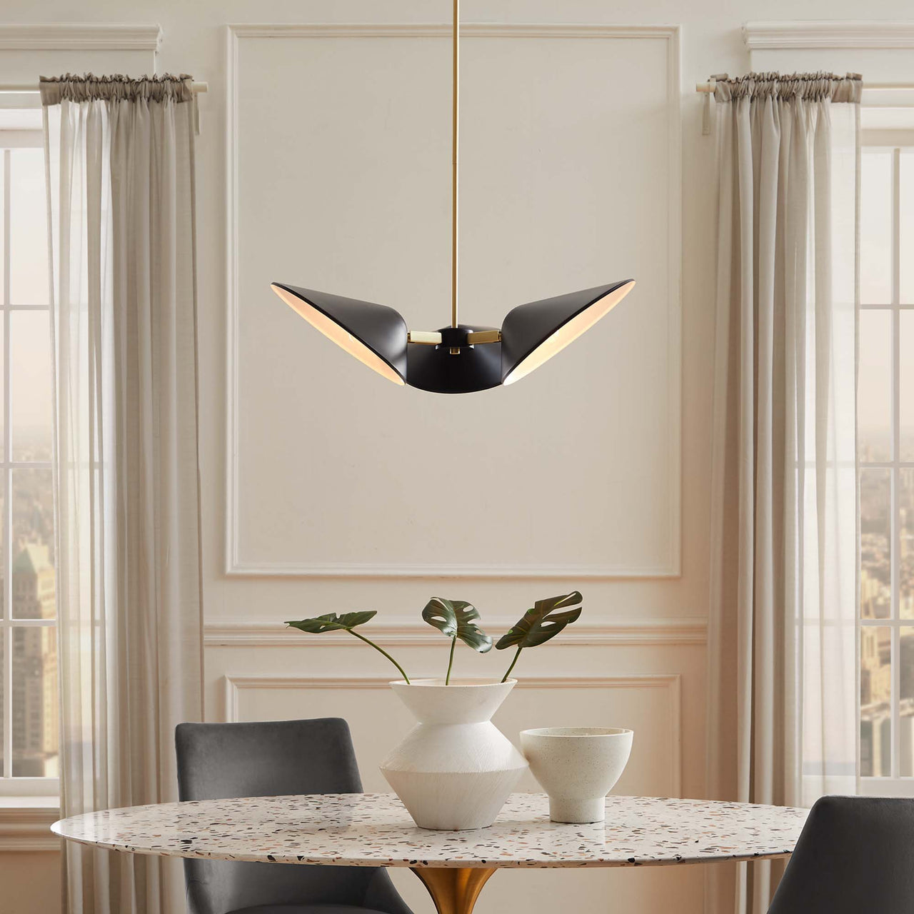 Voyager Triple Arm Pendant, Small, Black