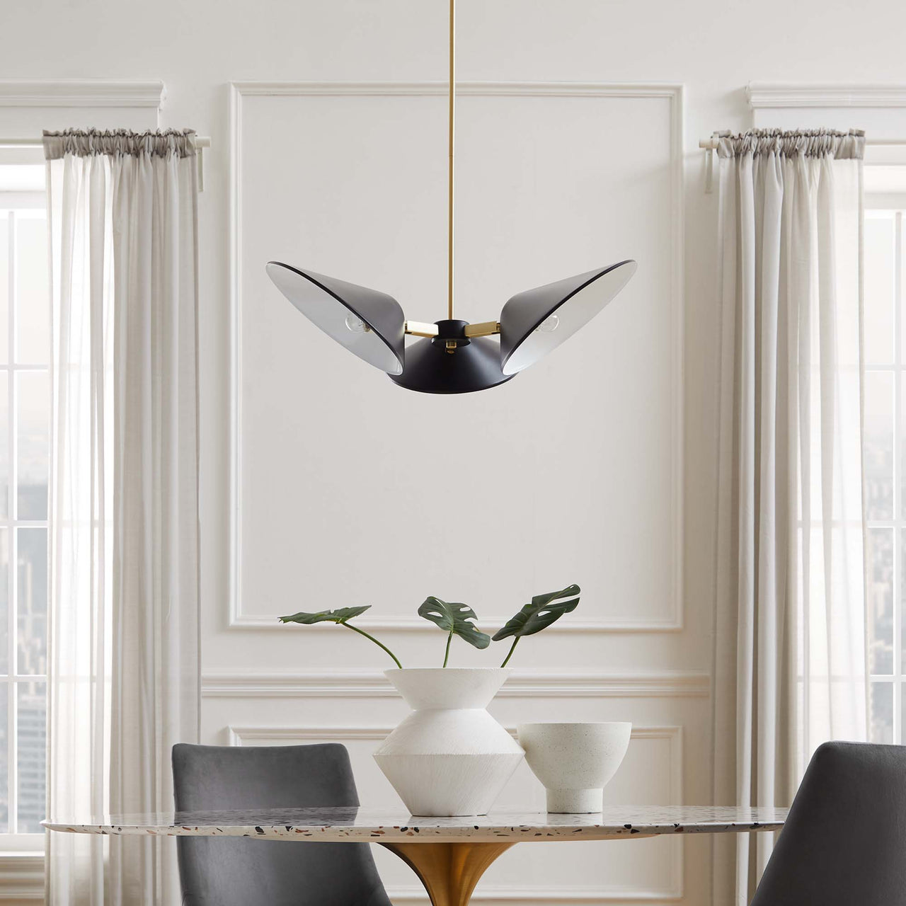 Voyager Triple Arm Pendant, Small, Black