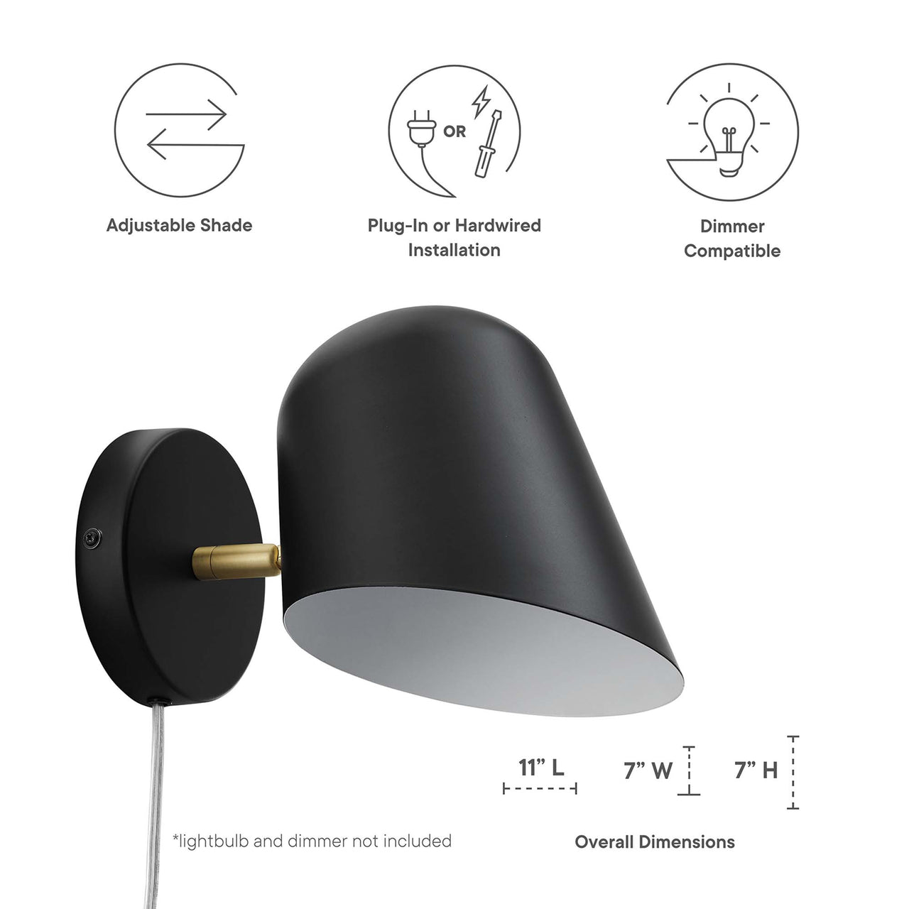 Revanne Rotating Wall Sconce, Black
