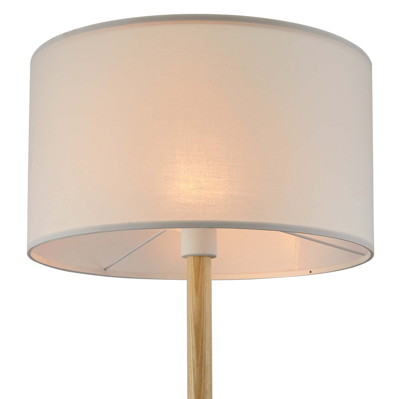 Triherst Floor Lamp, White & Natural Wood