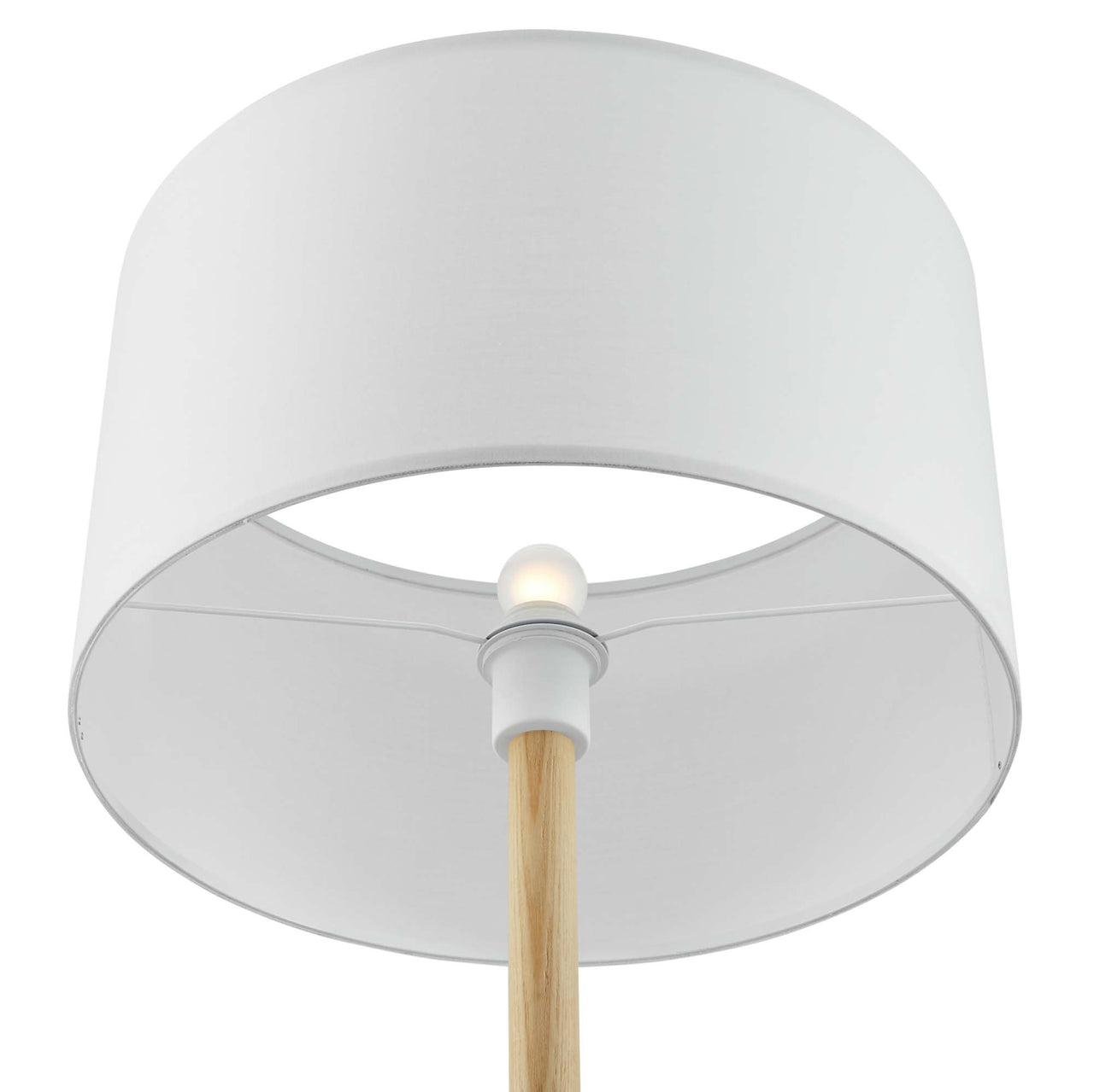 Triherst Floor Lamp, White & Natural Wood