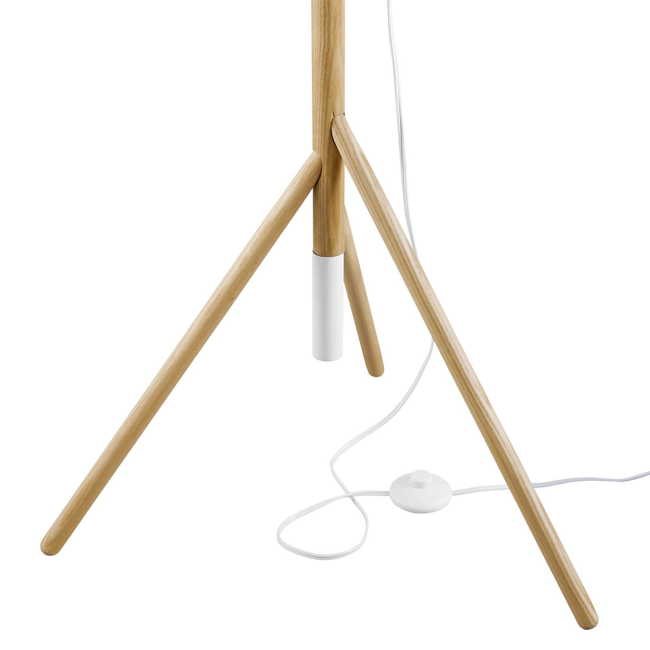 Triherst Floor Lamp, White & Natural Wood