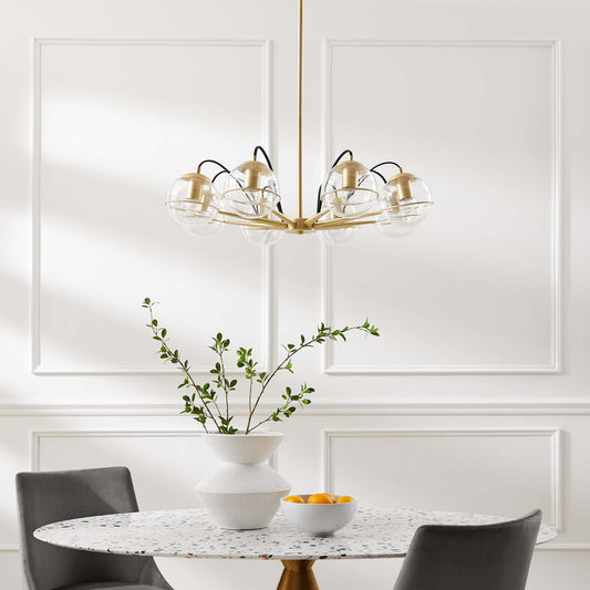 Angler Chandelier, Clear & Gold