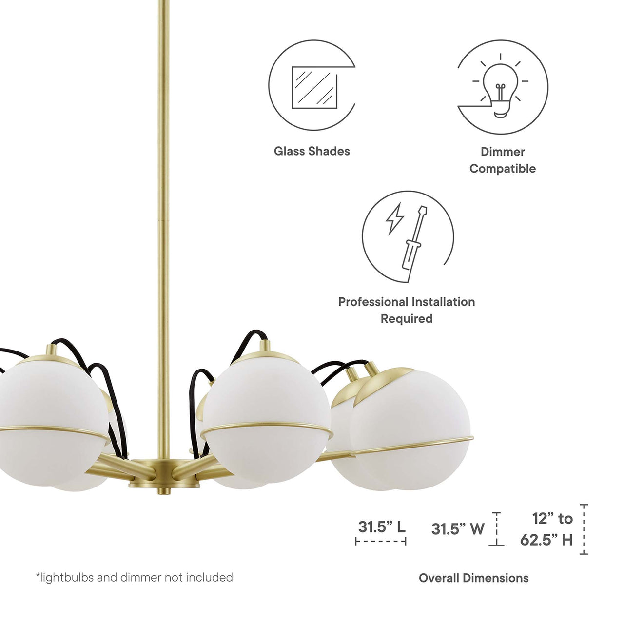 Angler Chandelier, Opal & Gold