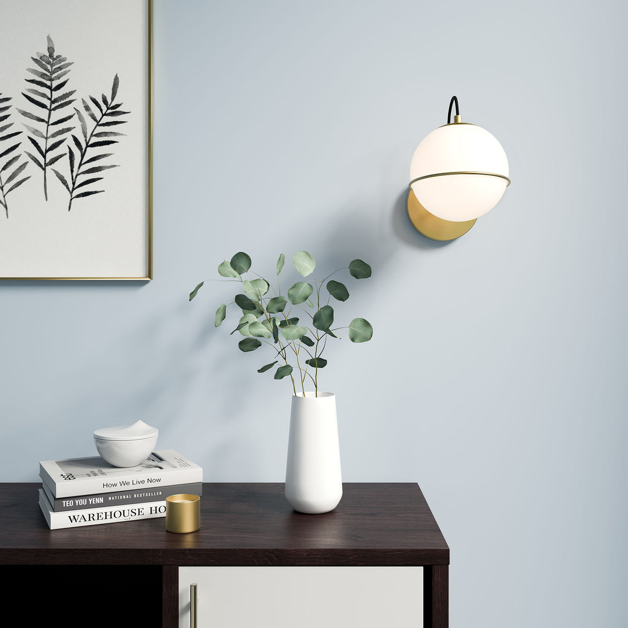 Angler Wall Sconce, Opal & Gold