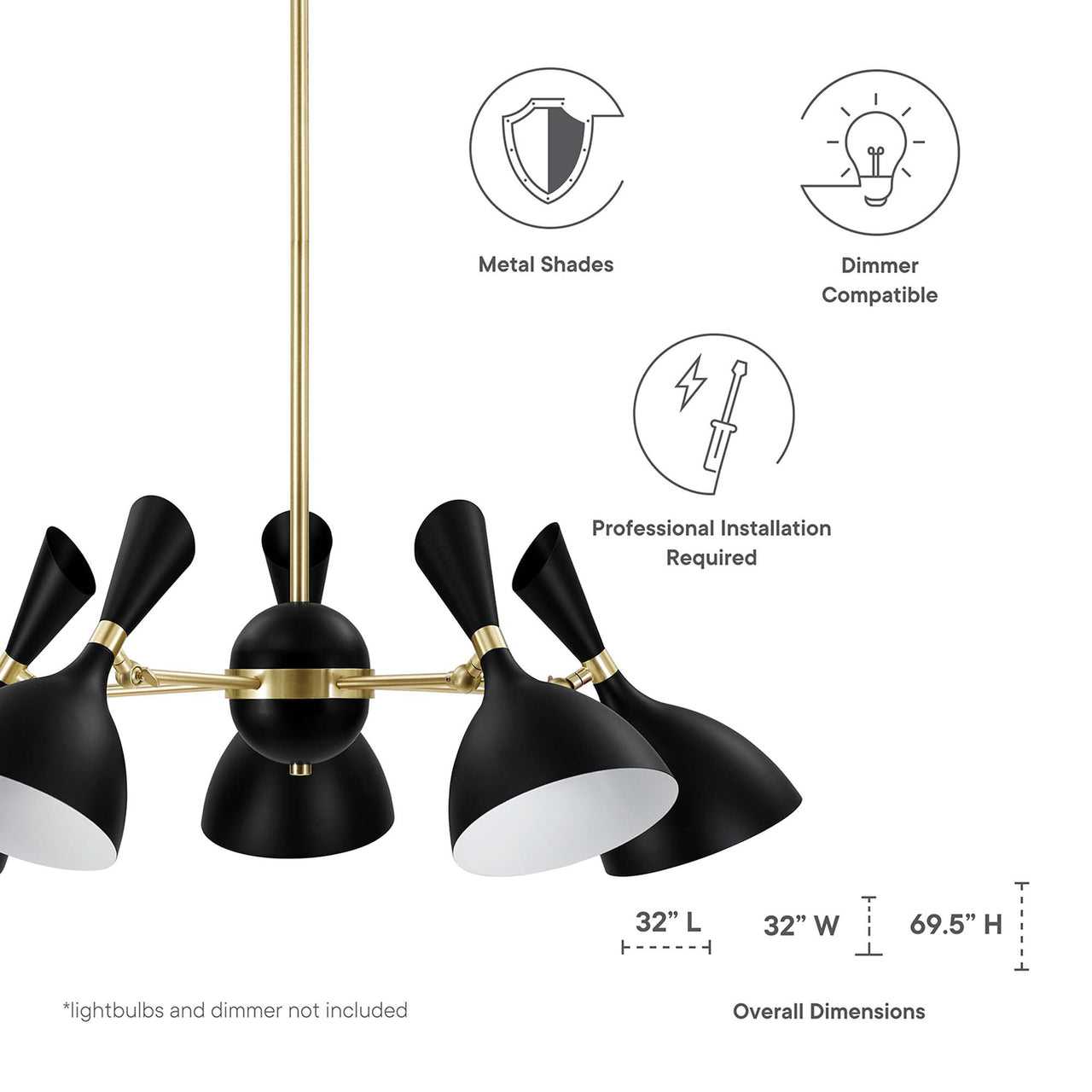 Bouquet Pendant Chandelier, Black