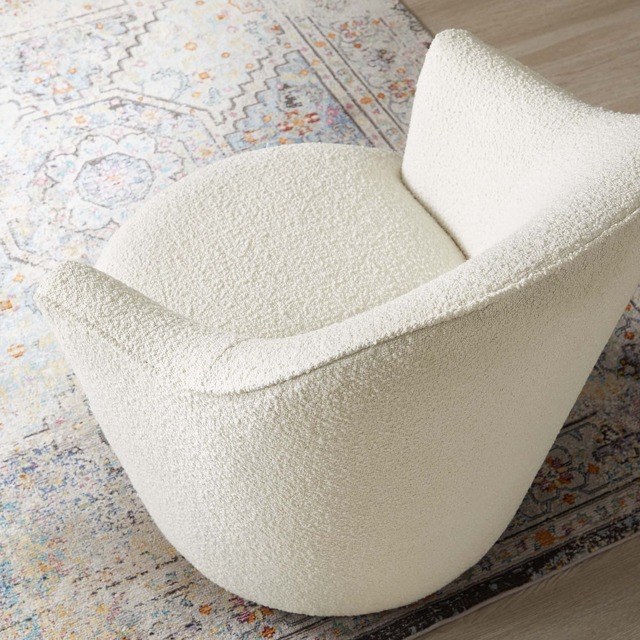 Miravelle Boucle Swivel Chair, White