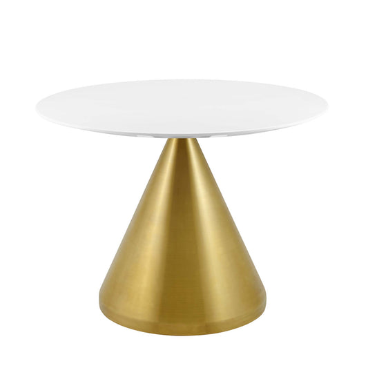 Solari Pedestal Round Dining Table, Medium, Gold & White