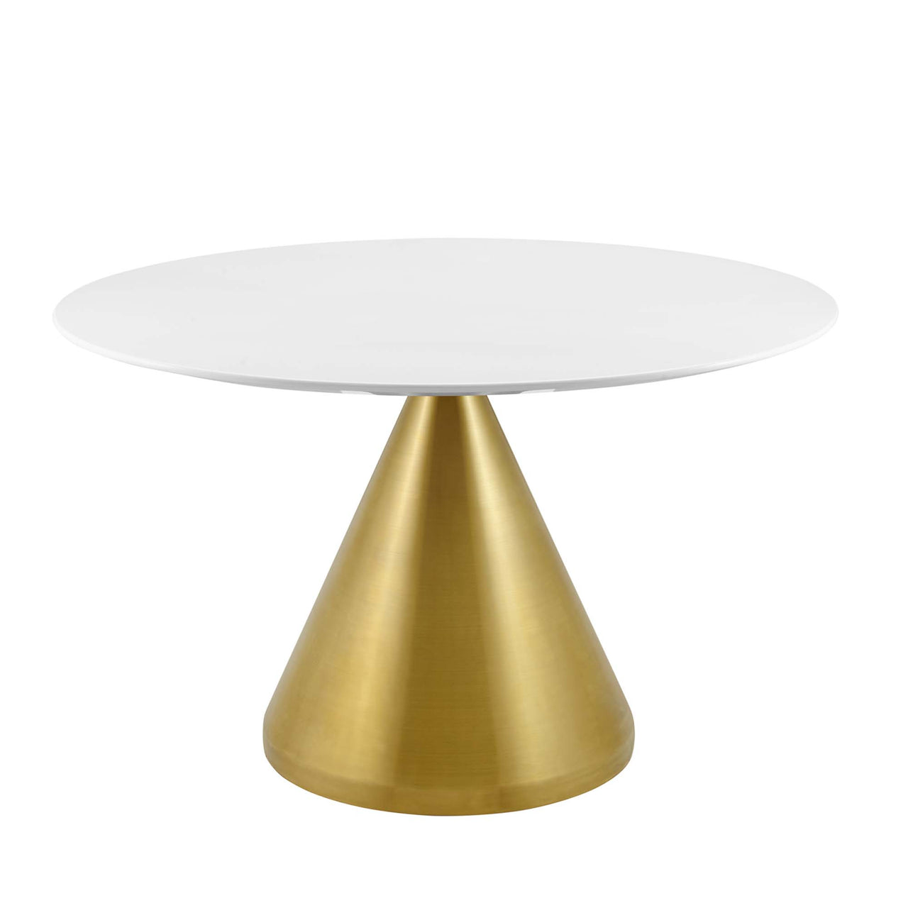 Solari Pedestal Round Dining Table, Large, Gold & White