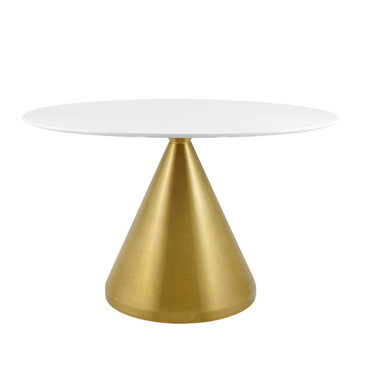 Solari Pedestal Oval Dining Table, Small, Gold & White
