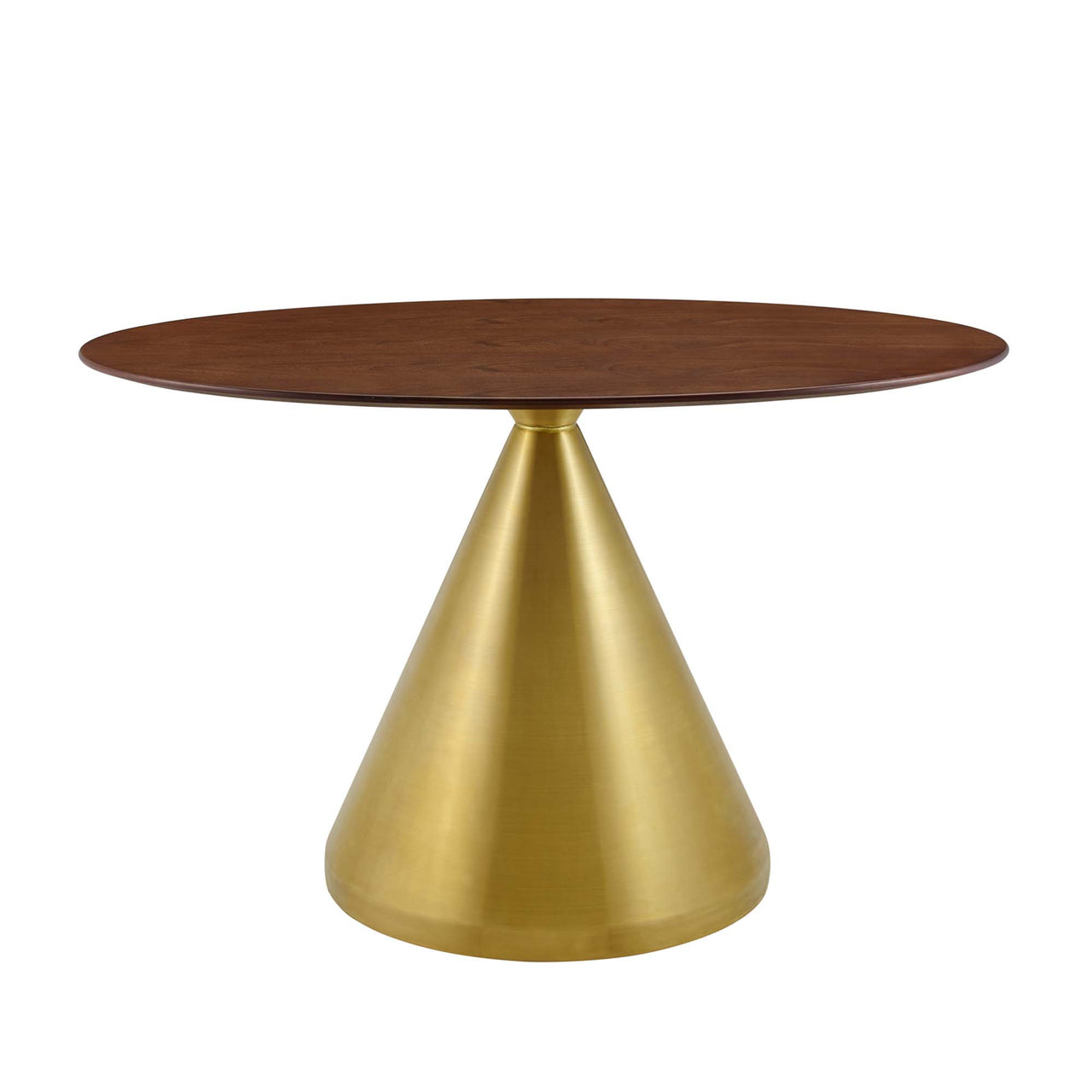 Solari Pedestal Oval Dining Table, Small, Gold & Walnut