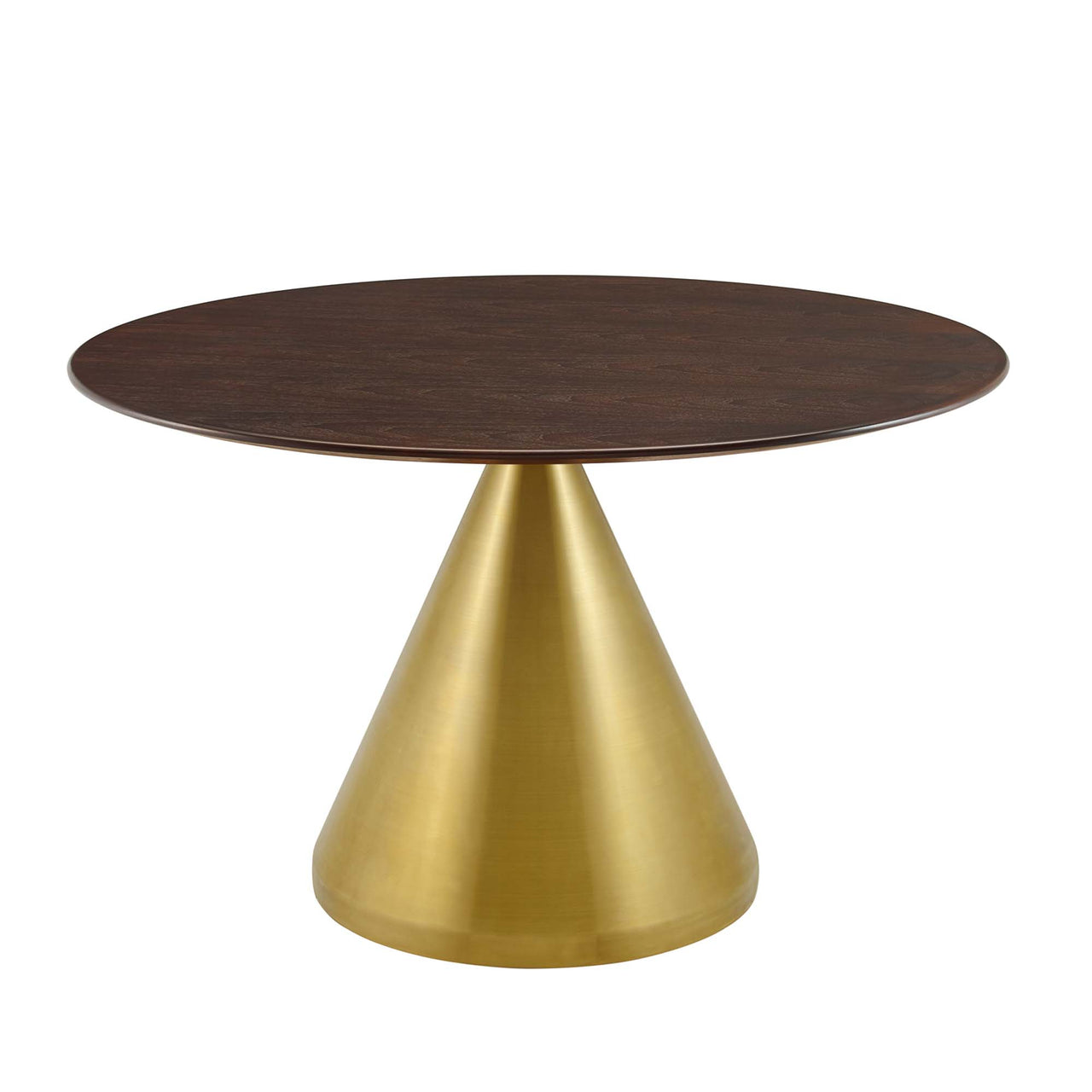 Solari Pedestal Round Dining Table, Large, Gold & Cherry Walnut