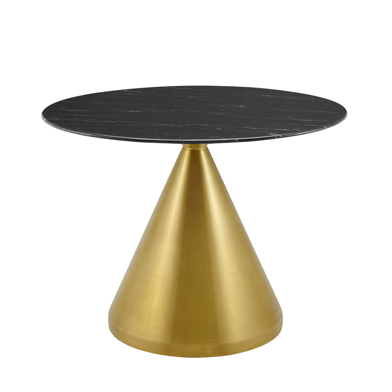 Solari Pedestal Round Faux Marble Dining Table, Medium, Gold & Black