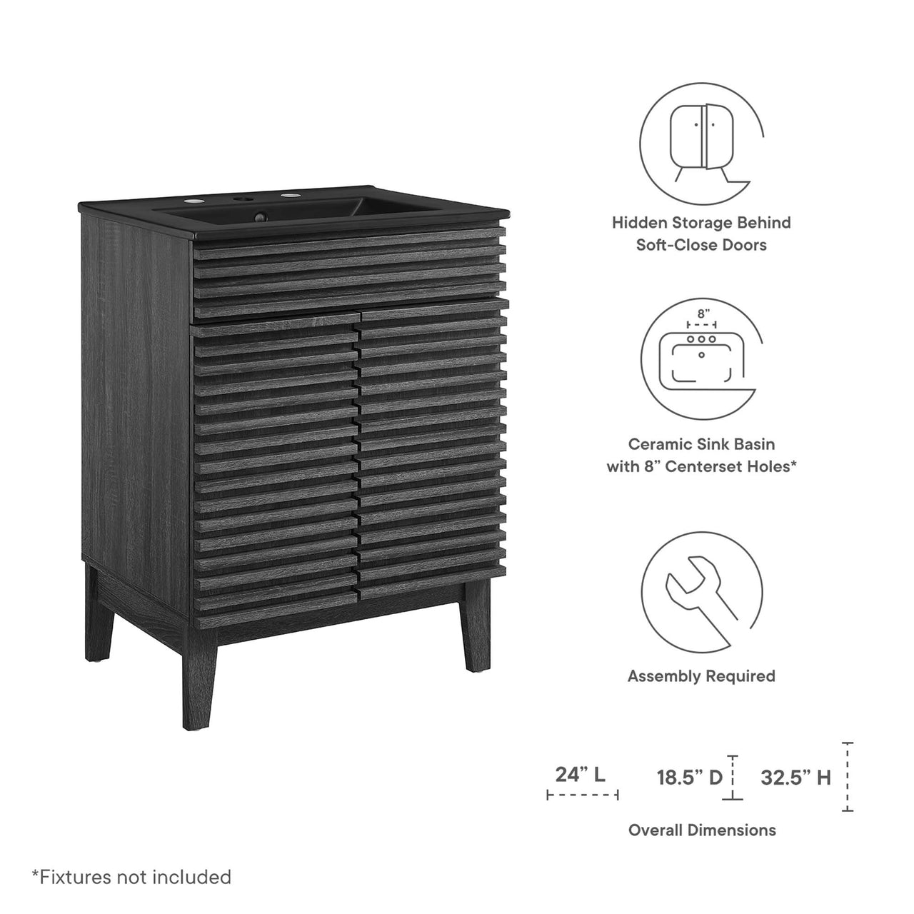 Ventra Vanity Unit, Small, Charcoal & Black