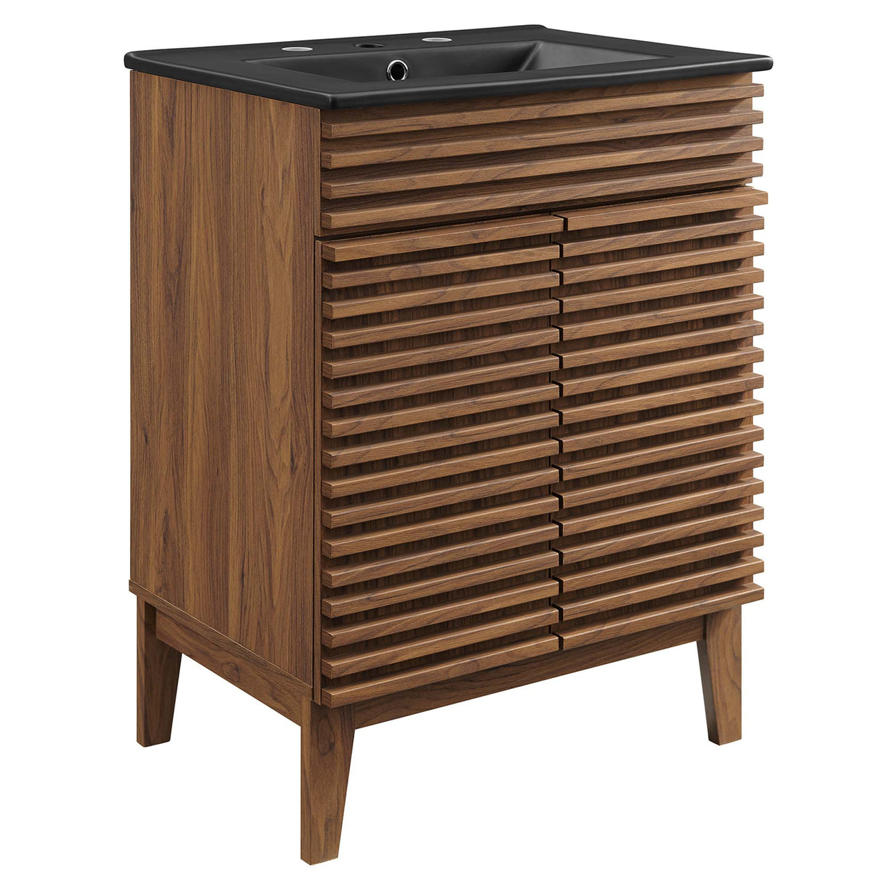 Ventra Vanity Unit, Small, Walnut & Black