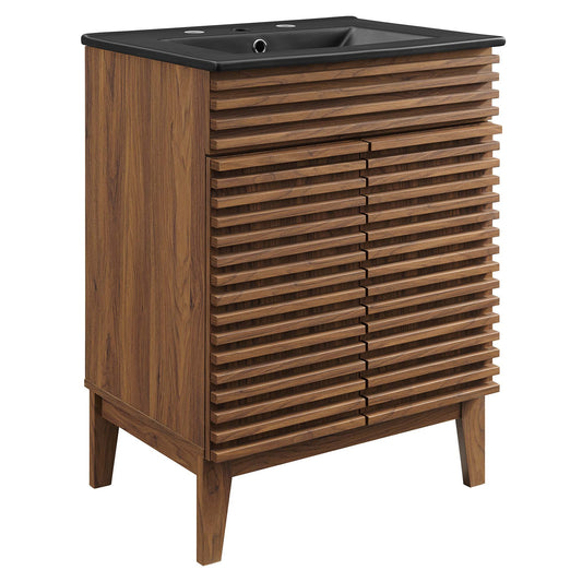 Ventra Vanity Unit, Small, Walnut & Black
