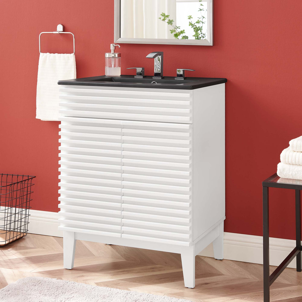 Ventra Vanity Unit, Small, White & Black