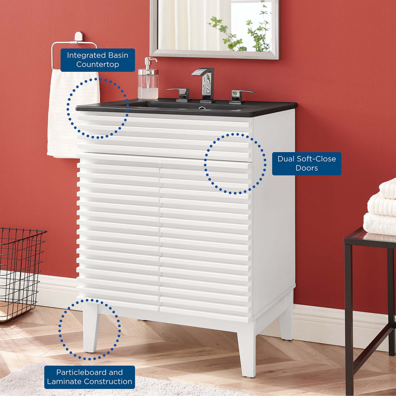 Ventra Vanity Unit, Small, White & Black